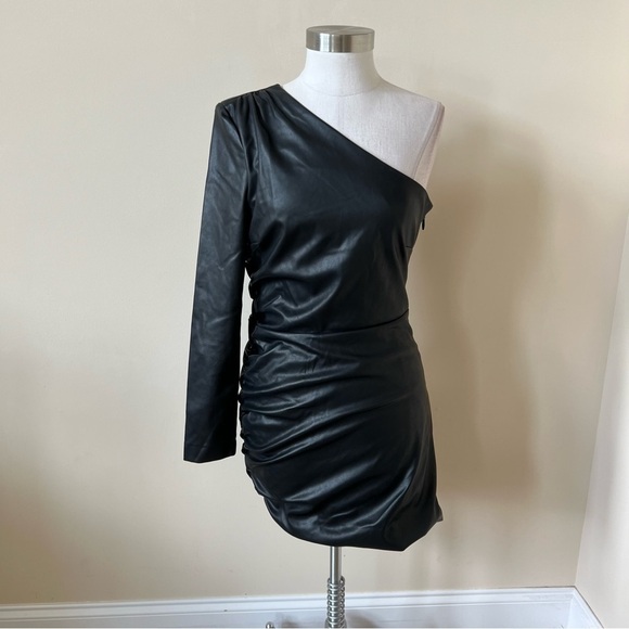 New! Likely Serena vegan leather one shoulder dress 14508 - Picture 6 of 14